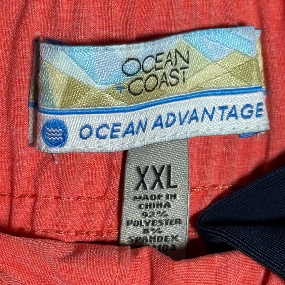 Ocean + Coast NEW Mens Board Shorts XXL Orange Coral Teal Stretch Beach - Picture 3 of 8
